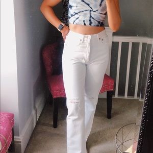 Agolde 90s White Distressed Jeans